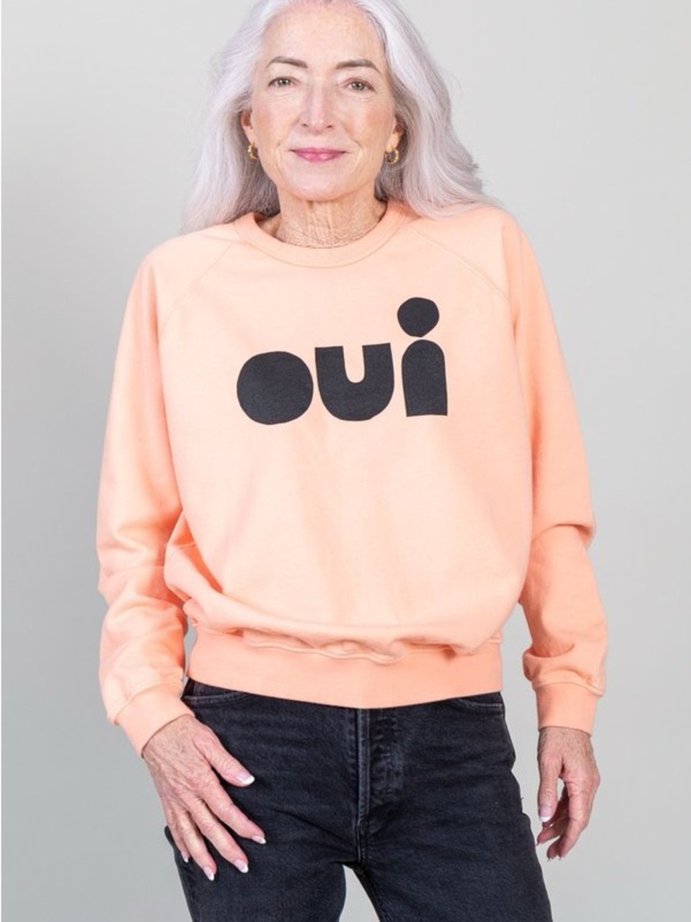 Clare V. Sweatshirt Super Coral With Black Oui Crewneck XS